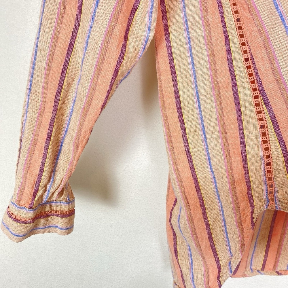 Maeve Anthropologie XS Button Down Shirt Striped Blouse Oversized Preppy Coastal - Picture 7 of 7
